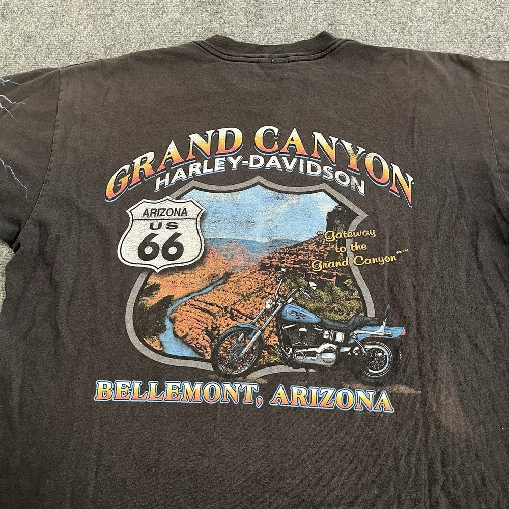 VTG Harley-Davidson Grand Canyon Route 66 L Shirt Altered Short Sleeve Lightning - Picture 16 of 16
